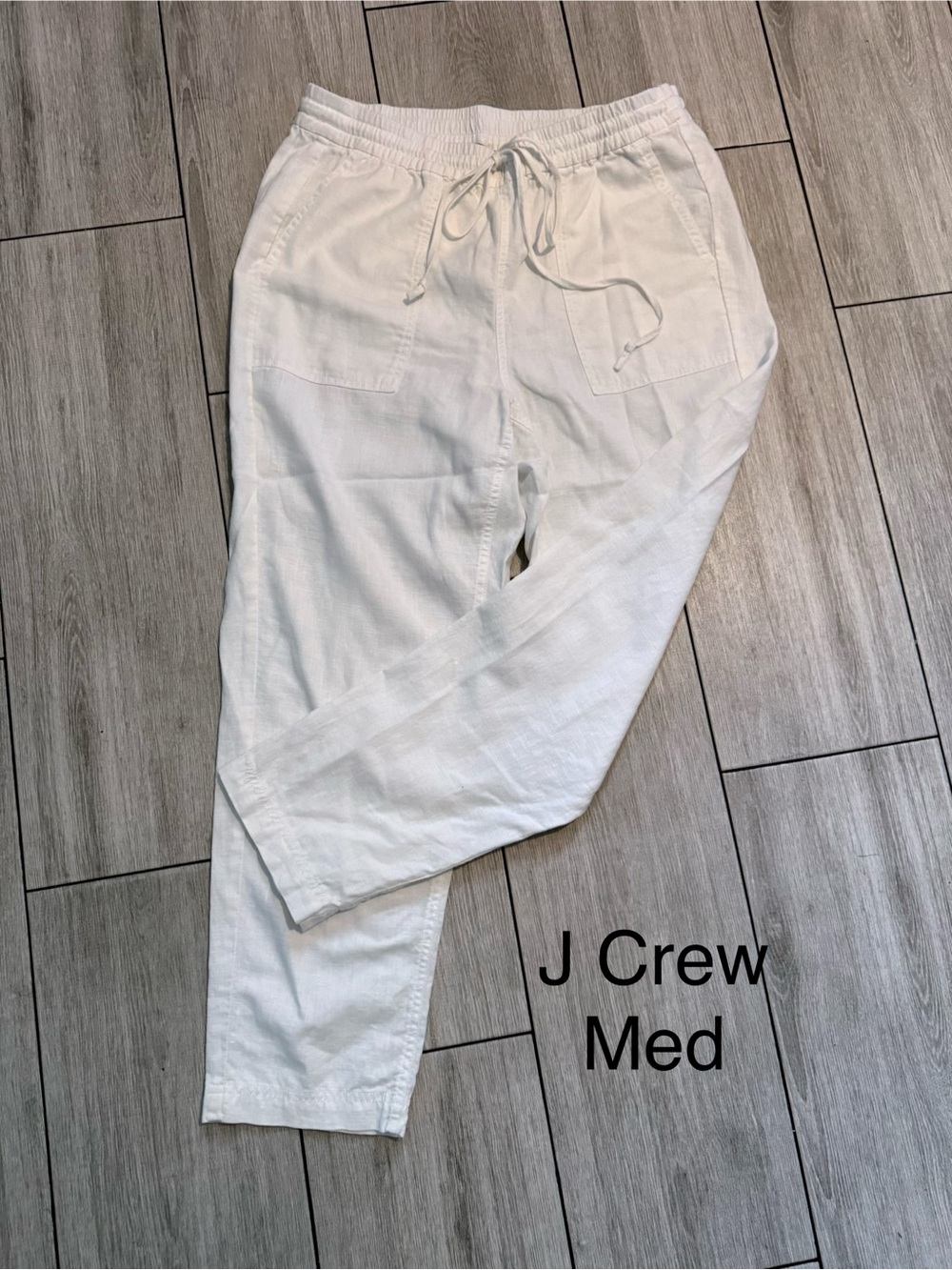 J. Crew White Wide-Leg Drawstring Pants ( not factory)
